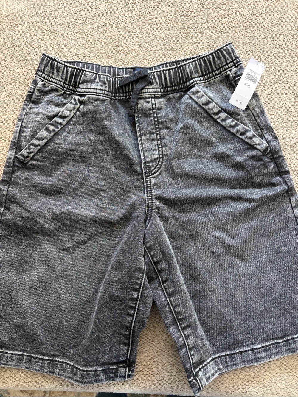 GAP Boys Grey Washed Denim-Style Shorts